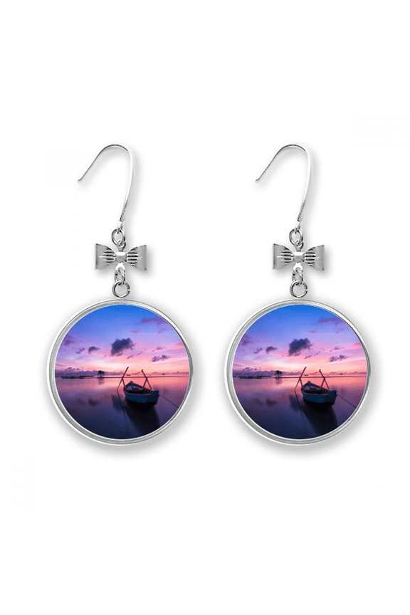 ocean water sea boat science nature picture bow earrings drop stud pierced hook