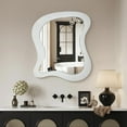 thumbnail image 1 of octopus Irregular Wall Mirror - 20"x24" Asymmetrical Wall Mirror with Funky Wooden Frame & Shatter-Proof Glass, Decorative Wall Mirror for Living Room, White, 1 of 9