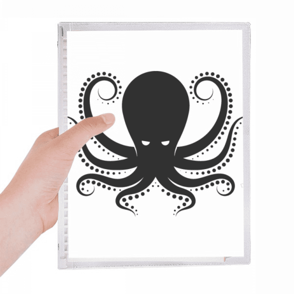 octopus marine life black white pattern notebook loose diary refillable ...