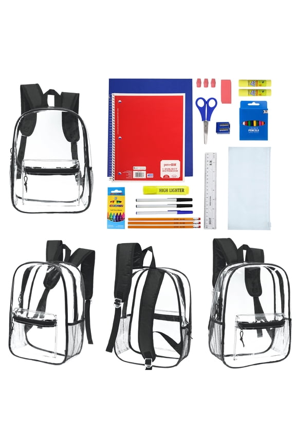 oda West 17 Inch Bulk Backpacks with School Supply Kit - Case of 12 Wholesale Backpacks Assorted Colors