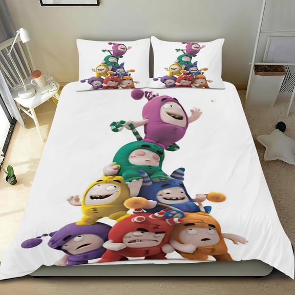 oddbods Themed Bed Sheet Set Three Piece Set 53x79 Inches Comfortable And Skin Friendly Unique Design Creating A Star Studded Night Home Decor Gifts For Family Friends fans