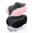 thumbnail image 1 of ode to thee 2-Pack Memory Foam Airplane Travel Neck Pillows, Black&Pink, 1 of 5