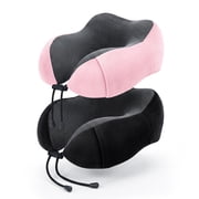 ode to thee 2-Pack Memory Foam Airplane Travel Neck Pillows, Black&Pink