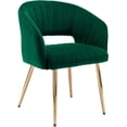 thumbnail image 1 of odern Velvet Desk Chair Accent Armchair Upholstered Tufted Chairs Dining Chairs, Tufted Vanity Chairs Side Chairs with Gold Metal Legs for Dinging Room Living Room Restaurant, 1 PC & Green, 1 of 17