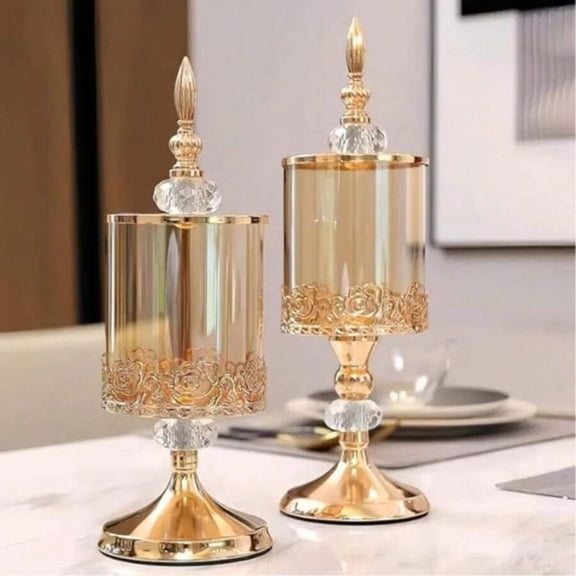 odorsTT 1 Piece Vintage Clear Storage Jar with Lid,Elegant Nut Candy Storage Container for Home Living Room Coffee Table,Suitable for Dessert Aesthetic Home Decoration Cake Stand (Large Size)