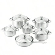 odorsTT 12-Piece Cookware Set, Made Of Stainless Steel, Non-Stick, Kitchen Cookware Set,All Kinds Of Pots and Pans To Meet All Kitchen Needs, The Best and Most Practical Gift for Mom