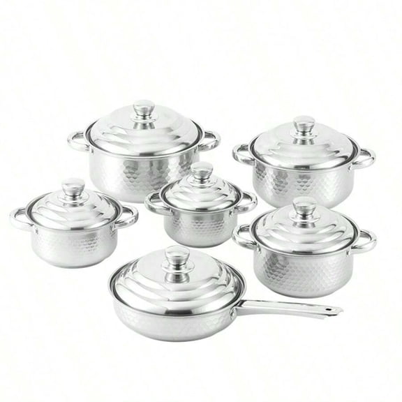 odorsTT 12-Piece Cookware Set, Made Of Stainless Steel, Non-Stick, Kitchen Cookware Set,All Kinds Of Pots and Pans To Meet All Kitchen Needs, The Best and Most Practical Gift for Mom