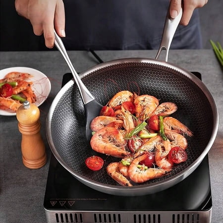odorsTT 13.3 Inch Stainless Steel Nonstick Wok with Stay-Cool Handle & Induction Ready - Dishwasher , Compatible with All Cooktops (Gas, Electric, Induction)