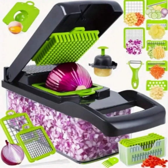 odorsTT 16-Piece Multi-Function Kitchen Set: Vegetable & Fruit Chopper, Manual Food Grater, Onion & Potato Shredder |Dishwasher, Easy Prep for Meals | Kitchen + Travel Accessories, Cocina Decor