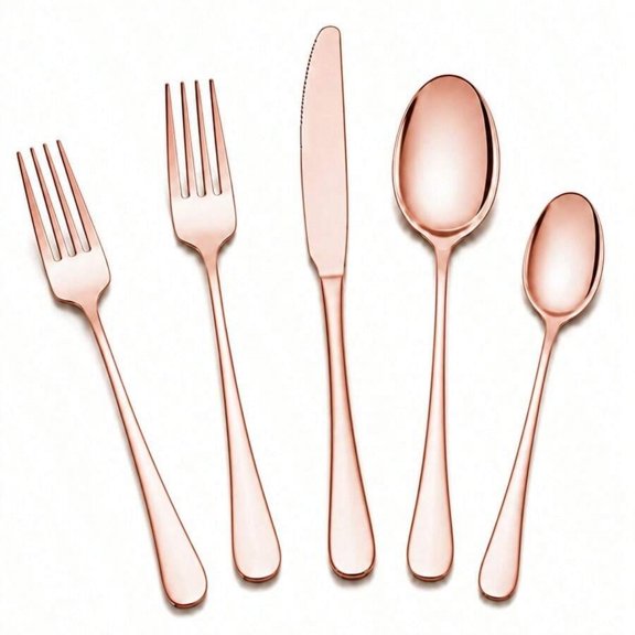 odorsTT 20 Piece Silverware Tableware Set,Novelty Flatware Cutlery Set, Include Knife Fork Spoon, Modern Mirror Polished Dining Utensil Set Dishwasher for Home Restaurant - Rose Gold