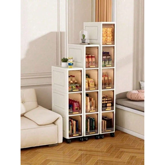 odorsTT 3 Floors Storage Cabinets, Ultra-Thin Plastic Storage Boxes for Kitchens and Bathrooms, Portable Design, Suitable for Narrow Spaces, Kitchen Storage Cabinets, Modern Decorative Cabinets