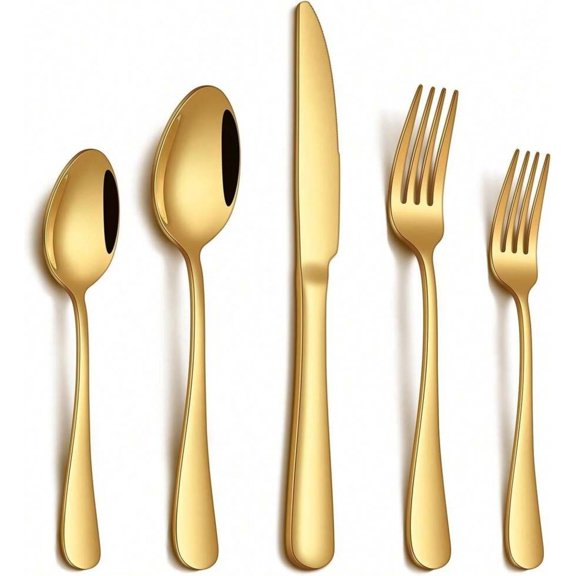 odorsTT 30 Piece Gold Silverware Set, Stainless Steel Flatware Set for 6 Novelty Flatware Cutlery Utensil Set Include Knife Fork Spoon Mirror Polished Dishwasher