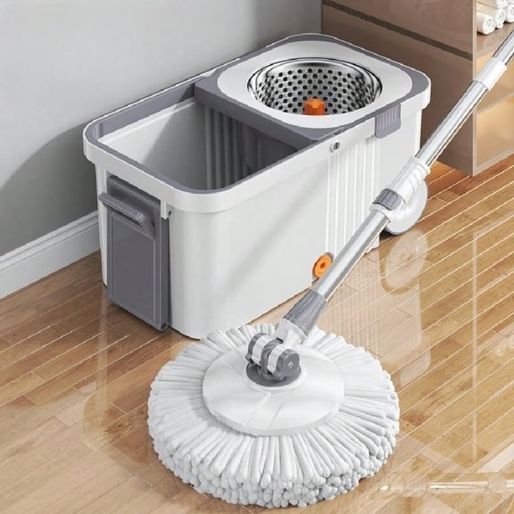 odorsTT 360 ° Spin Mop and Bucket Set - Drums with 4 Microfiber Mop Heads, 61" Stainless Steel Adjustable Handle, Bucket Floor Cleaning System for School and Bathroom Cleaning