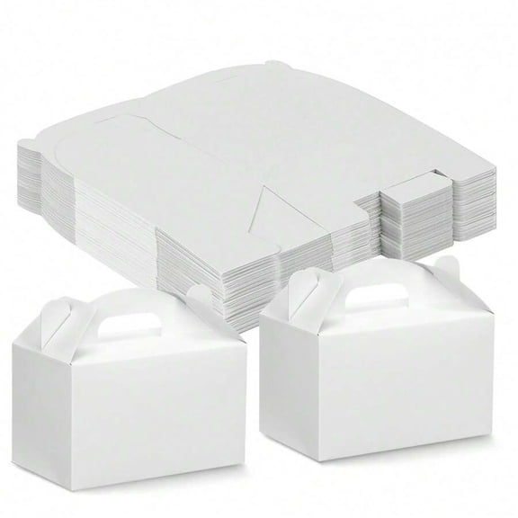 odorsTT 48 Pack White Party Favor Treat Boxes, Candy Boxes, 6x3.5x3.5 Inches Candy Gift Boxes, Party Favor Boxes with Handles, Paper Gift Boxes for Birthday Wedding, Mother's Day Gift Box, DIY