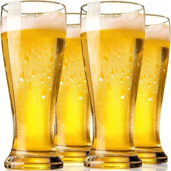 odorsTT 4PCS Glass Beer Mugs, 14oz Wheat Beer Glasses, Draft Beer, Glassware Drinking Set, Water Glass Tableware, Home Glassware, Party Dinnerware