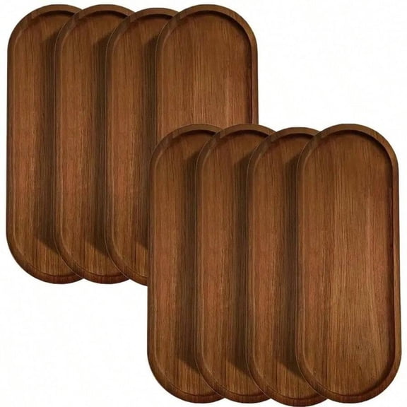 odorsTT 8 Pcs Wood Multi-Purpose Serving Trays Charcuterie Boards Oval Wooden Plates Wood Serving Platter Cheese Dinner Plates Bulk for Dessert Snack Bread Fruit Appetizer Dishes