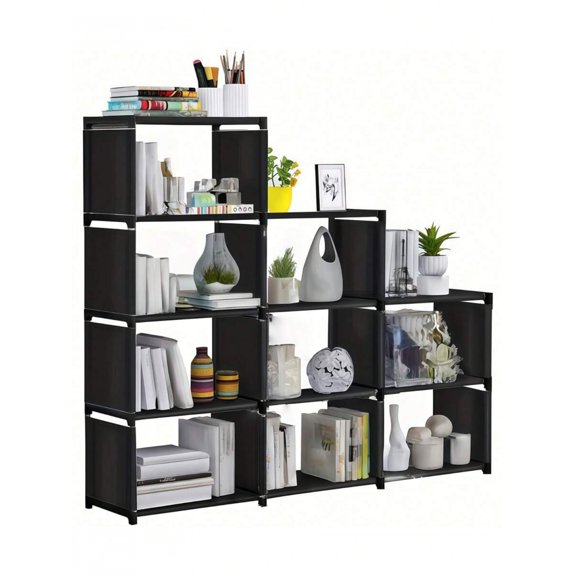 odorsTT 9-Grid Multi-Functional Storage Equipment Bookshelf, Assembled Storage Rack, Bedroom Living Room Vertical Cabinet Bookshelf