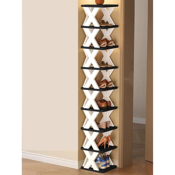 Mini Collapsable Storage Rack HOOBRO 8-Tier Vertical Shoe Rack, 11