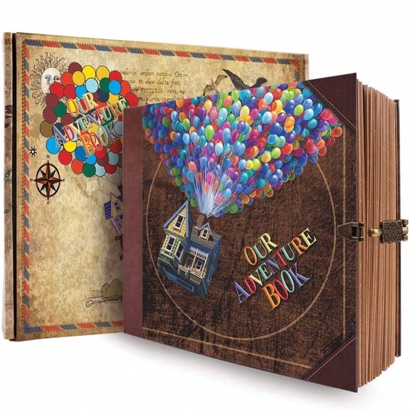 odorsTT OUR ADVENTURE BOOK A Book Scrapbook Photo Album,Retro Style Embossed Letter Cover Travel Diary Journal Scrap Book Kit for Couples,Memory Book for Anniversary Wedding,Valentines Day Gifts