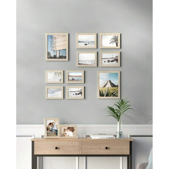 odorsTT Brown Picture Frames, 10 Pack Collage Picture Frames with Two 8x10, Four 5x7, Four 4x6, Photo Frame Set for Wall Gallery Decor, Hanging Or Tabletop Display, Clear Glass Front