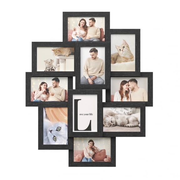 odorsTT Collage Picture Frames, 4x6 Picture Frames Collage for Wall Decor, 10 Pack Photo Collage Frame for Gallery, Multi Family Picture Frame Set, Glass Front, Assembly Required, Black
