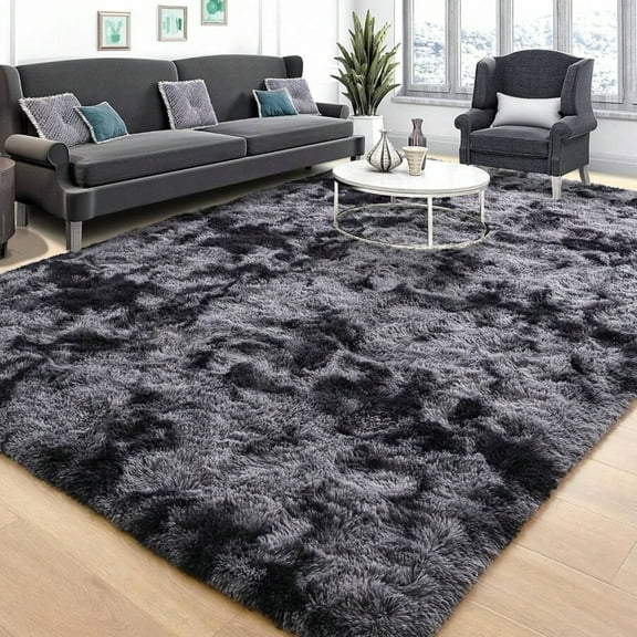 odorsTT Fluffy Blue Grey Rugs for Bedroom Living Room, 4x6 Feet, Upgraded Non-Slip and Machine Washable Carpet