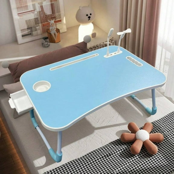 odorsTT Folding Lap Desk,  Portable Wood Black Laptop Bed Desk Lap Desk with Cup Holder, for Working Reading Writing, Eating