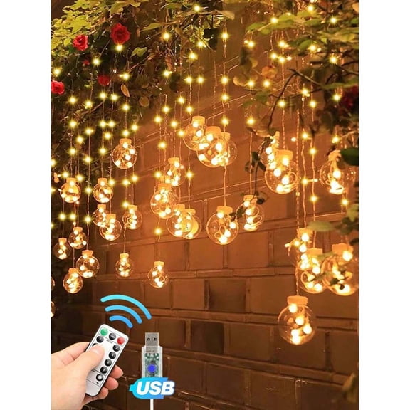odorsTT LED Wishing Ball Light String, Romantic Wedding Atmosphere Decoration Indoor & Outdoor Courtyard Camping Light String Sways with The Wind