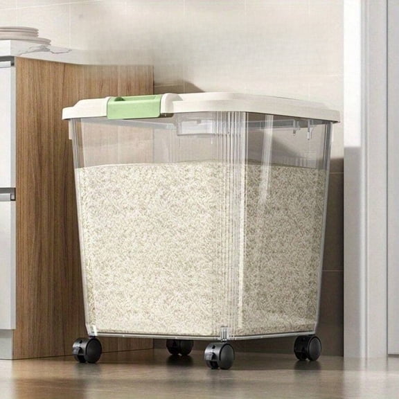 odorsTT Multifunctional Grain Storage Bucket, with Roller for Easy Movement, with Grain Cup for Easy Access