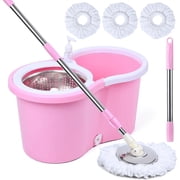 odorsTT Pink Mop and Bucket Set with 3 Extra Refills | Spin Mop Floor Cleaning System