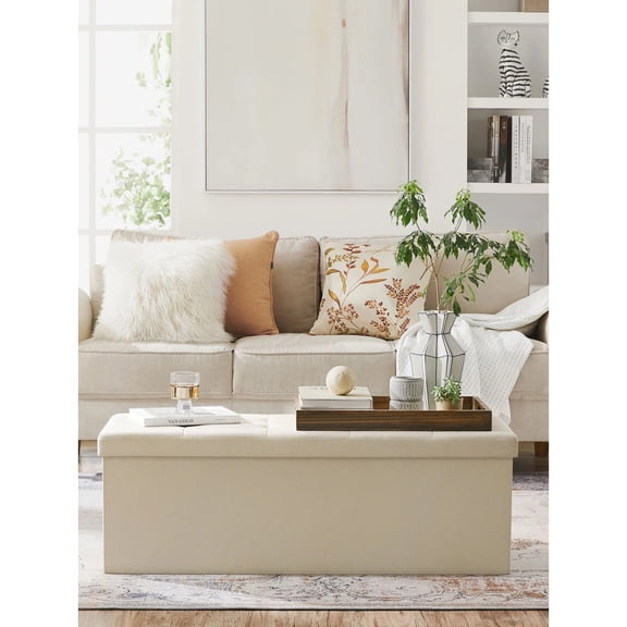 odorsTT Storage Ottoman,43 Inches Folding Storage Ottoman Bench Ottoman With Storage FootStool For Bedroom Living Room Holds Up To 660 Lb