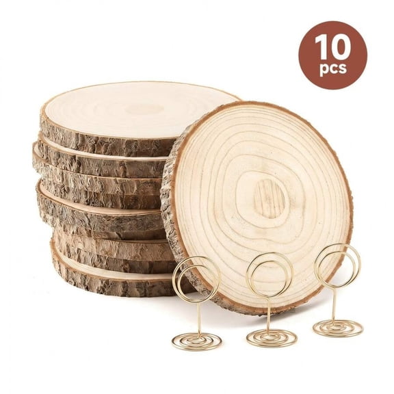 odorsTT Wooden Table Centerpieces for Wedding, Natural Wood Slices with Holders, Unfinished Wooden Rounds for Reception Tables, Rustic Wedding Decor, Party Table Decorations