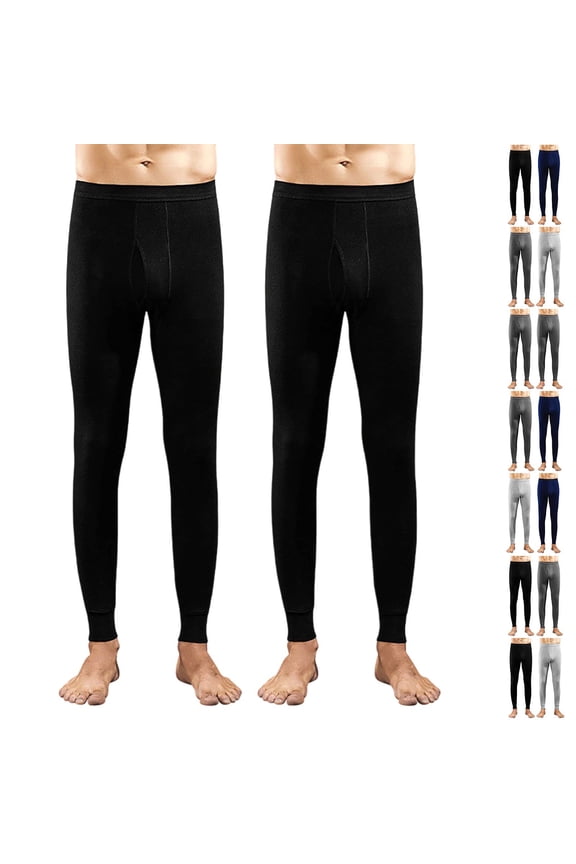 2PCs Men's Thermal Underwear Bottom Long Johns Pants Base Layer Midweight Cold Weather Gray&Dark Gray XXXL