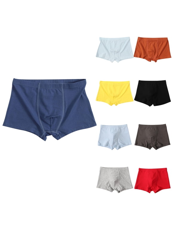 Boys Boxer Briefs Soft Cotton Underwear Moisture-Wicking Lightweight Boxers Light Blue 7-10 Years