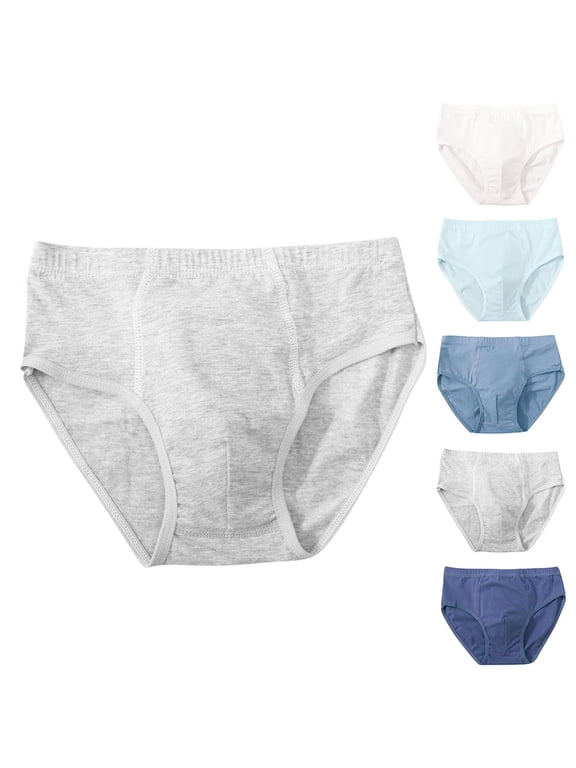 Boys Cotton Underwear Panties for Kids Solid Color Briefs Bottoms Breathable Soft Jock Straps Light Blue M