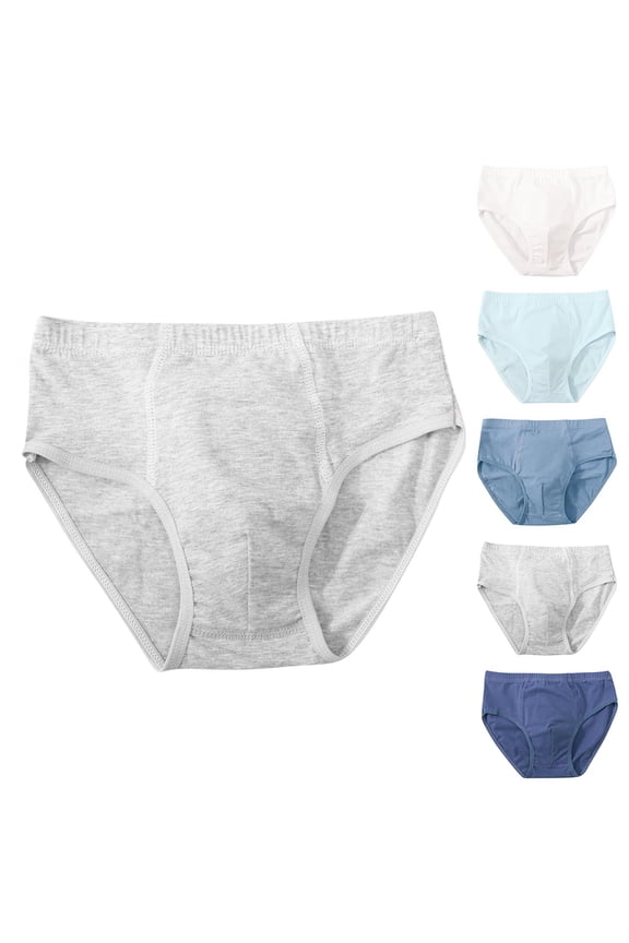 Boys Cotton Underwear Panties for Kids Solid Color Briefs Bottoms Breathable Soft Jock Straps White L