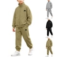 thumbnail image 1 of oelaio Boys Sweatsuit Set Fall Winter Tracksuits 2 Piece Zip Up Hoodie and Jogger Sweatpants Youth Kids Activewear Sets with Pockets Black 14-15 Years, 1 of 9