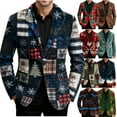 thumbnail image 1 of oelaio Christmas Blazer for Mens, Ugly Xmas Santa Claus Snowflake Print Tuxedo Suit Jacket One Button Lapel Party Blazers Khaki XXL, 1 of 8
