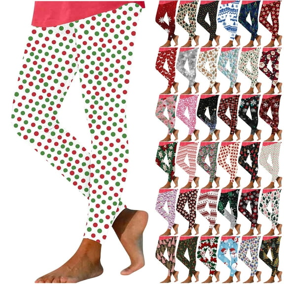 oelaio Christmas Pajama Pants Womens High Waisted Buttery Soft Leggings Stretch Comfy Lounge Athletic Tights Multicolor L