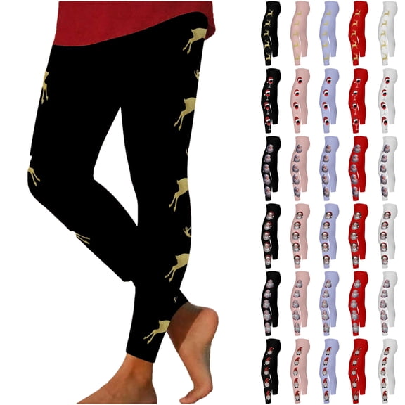 oelaio Christmas Pajama Pants Womens High Waisted Buttery Soft Leggings Stretch Comfy Lounge Athletic Tights White XL