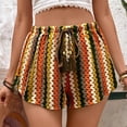 thumbnail image 1 of oelaio Crochet Cover Up Shorts for Women Beach Swimwear 2026 Boho High Waisted Drawstring Flowy Swim Bottom Orange L, 1 of 3