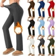 thumbnail image 1 of oelaio Fleece Lined Leggings Women Criss Cross V Waist Yoga Pants Warm Winter Casual Athletic Tight Pants Light Blue XL, 1 of 8