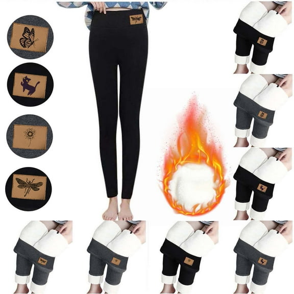 oelaio Fleece Lined Leggings Women for Winter Stretchy Thick Fleece Thermal Leggings Plus Size Stretch Leggings Gray S