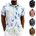 thumbnail image 1 of oelaio Funky Hawaiian Shirt for Men Short Sleeve Casual Button Down Shirts Summer Beach Vacation Shirt Brown L, 1 of 8