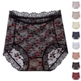 thumbnail image 1 of oelaio Lace Underwear for Women High Waisted Cheeky Bikini Panties Ladies Briefs Black L, 1 of 3