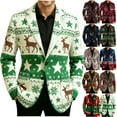thumbnail image 1 of oelaio Men's Corduroy Suit Jackets Ugly Christmas Blazers One Button Slim Fit Sport Coat Business Casual Lapel Single Breasted Xmas Graphic Blazer Jackets Xmas Holiday Party Outfits Green XXXL, 1 of 8