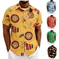thumbnail image 1 of oelaio Men's Flower Casual Button Down Shirts Short Sleeve Hawaiian Shirt Lightweight Beach Party Shirts Orange S, 1 of 8