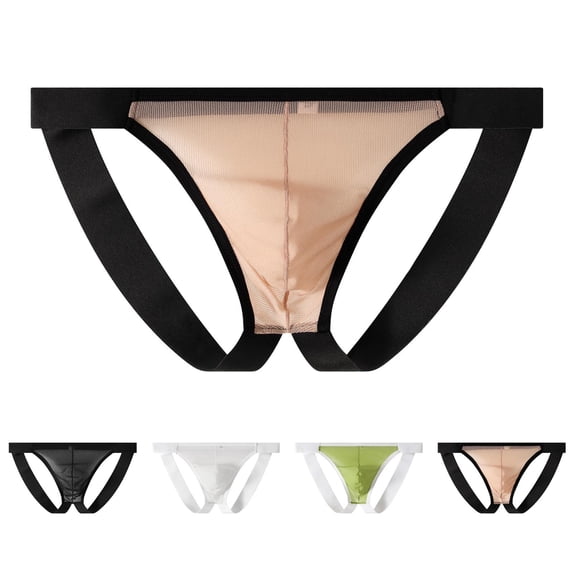 oelaio Men's See-Through Mesh Thong Tight Jockstrap Underwear Stretchy Hip Lifting Sports Supporters Orange L