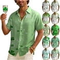 thumbnail image 1 of oelaio Men's Short Sleeve Bowling Shirts St Patricks Day Printed Button Down Shirt Big and Tall Beach Aloha Shirt Summer Holiday Party Tops Multicolor XXXXXL, 1 of 8