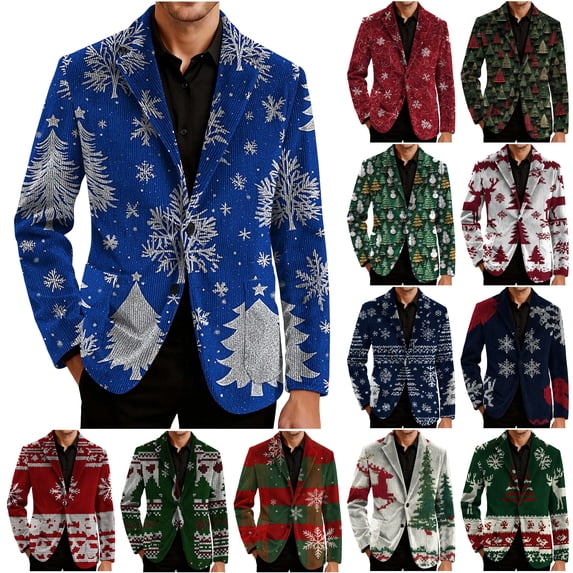 oelaio Mens Blazer Sport Coats Casual Christmas Jackets Corduroy Two Button Sports Coat and Blazers Suit Jacket Plus Size Outwear Light Gray XXXXL